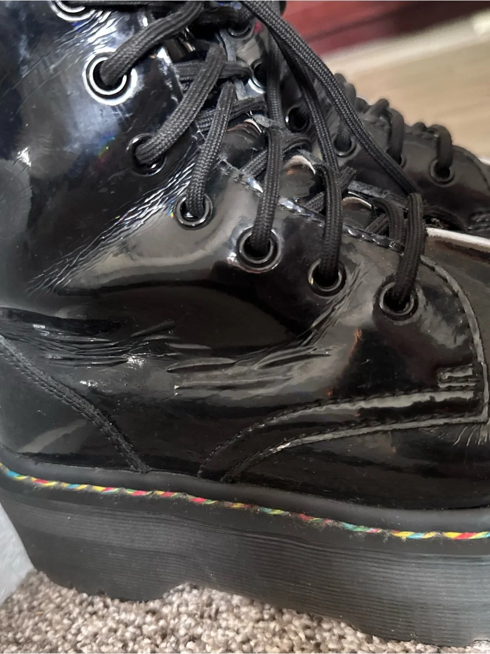 Rare Dr. Martens Jadon Hi Rainbow Holographic boot